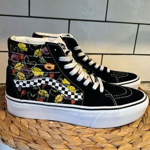 Vans Black Floral High-Top Sneakers